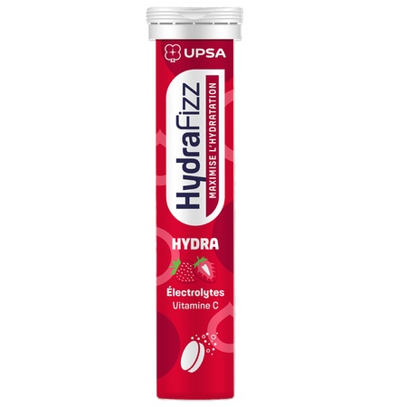 Reducere 6% - Electroliți cu aromă de căpșuni Hydra Hydrafizz, 16 comprimate efervescente, UPSA 1 Electroliți cu aromă de căpșuni Hydra Hydrafizz