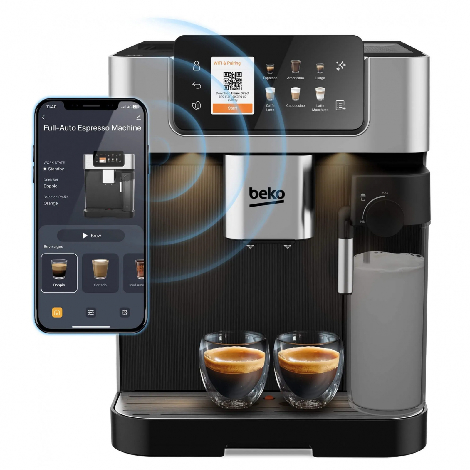 Reducere 31% - Espressor automat BEKO CaffeExperto CEG7348X, 2l, 1350W, 19 bar, 18 bauturi, 13 setari de macinare GrindPro, control din aplicatie, aroma perfecta cu 1 Espressor automat BEKO CaffeExperto CEG7348X