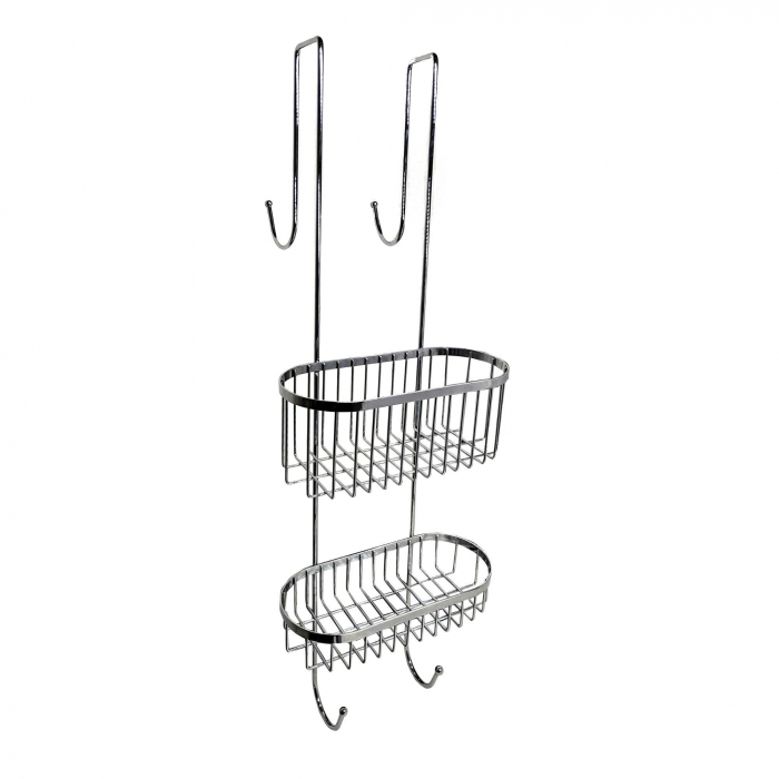 Reducere 26% – Etajera dubla dus , Crom ,25 x 24 x 74 cm 1 Etajera dubla dus