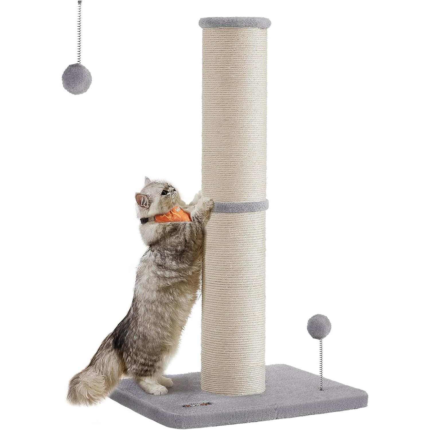 Reducere 20% - Ansamblu de zgariat pentru pisici, stalp sisal cu jucarie tip pompom, 50x40x85 cm, gri 1 Ansamblu de zgariat pentru pisici