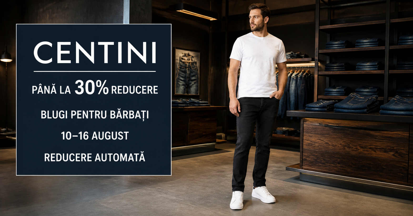Centini: până la 30% reducere la blugi pentru bărbați