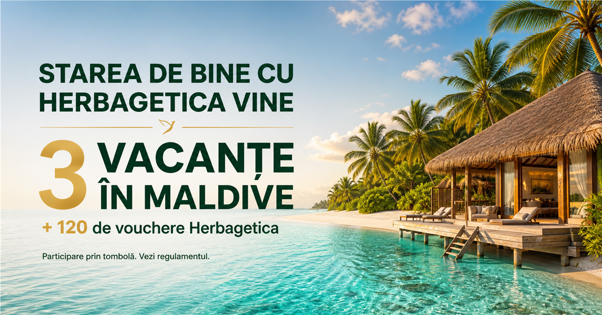 Herbagetica: tombolă cu 3 vacanțe în Maldive și 120 de vouchere