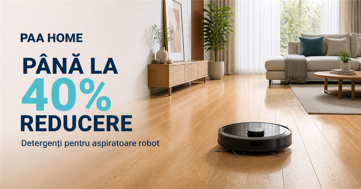PAA Home: până la 40% reducere la detergenți pentru aspiratoare robot