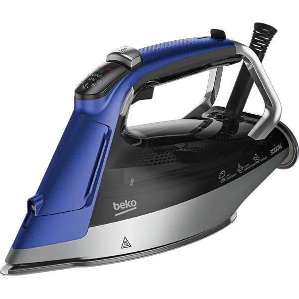 Reducere 57% - Fier de calcat BEKO SPA9130B, 3000W, 280g min, 350ml, talpa SoftGlide, Albastru-Negru 1 Fier de calcat BEKO SPA9130B