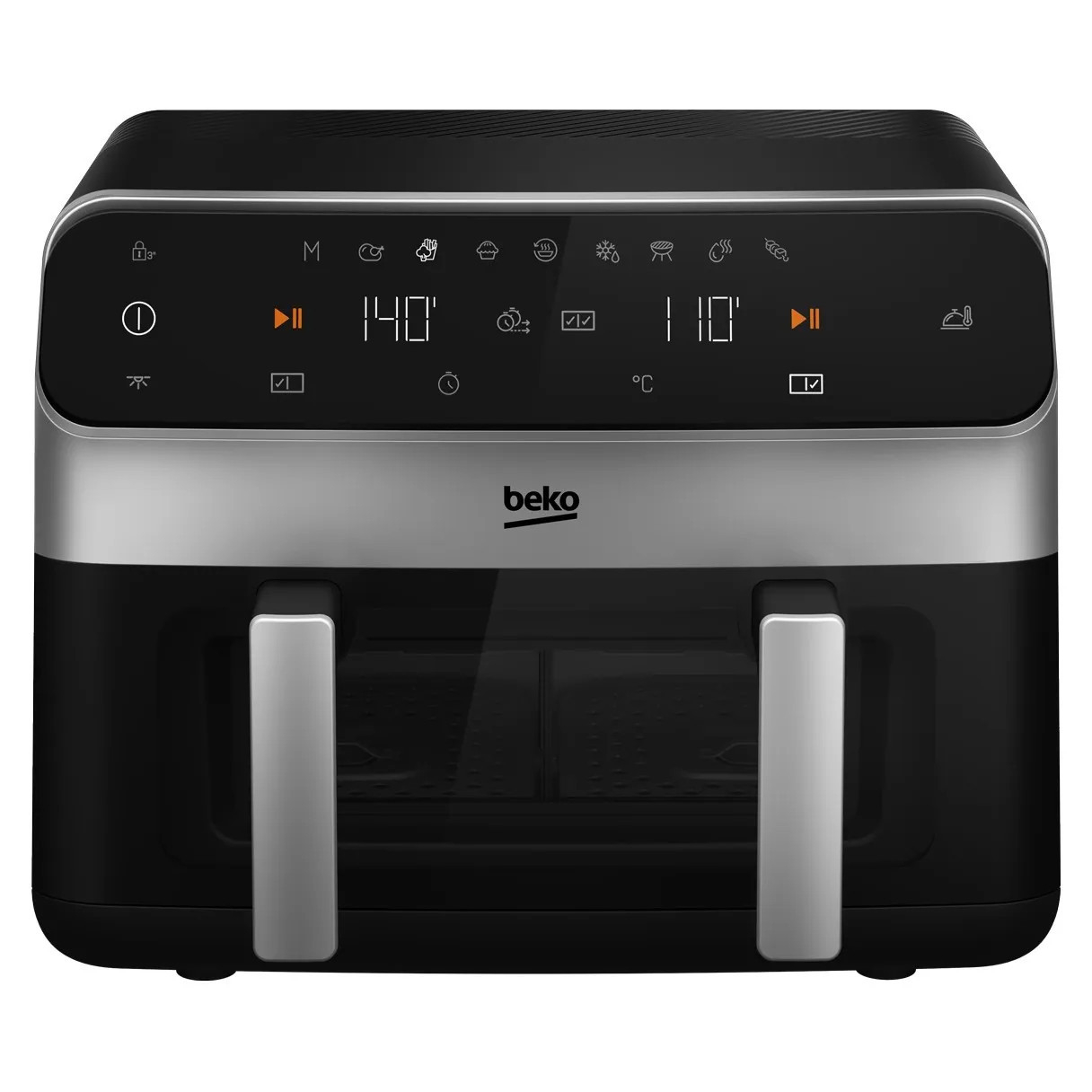 Reducere 25% - Friteuza Beko ExpertFry FRL6488, dubla cu aer cald, 3in1, 9.5L, 2400 W, Touch Control, 9 programe, Geam transparent, Negru Inox 1 Friteuza Beko ExpertFry FRL6488