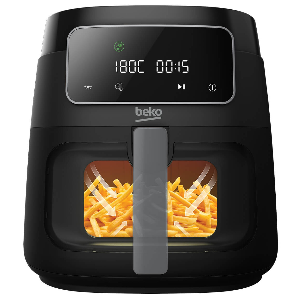 Reducere 25% - Friteuza cu aer cald BEKO ExpertFry XL FRL3374B, 7.6l, 1750W, 9 programe, geam transparent, cuva antiaderenta, display digital, negru-argintiu 1 Friteuza cu aer cald BEKO ExpertFry XL FRL3374B
