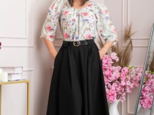 Fusta clos lunga Marissa cu buzunare functionale - Negru