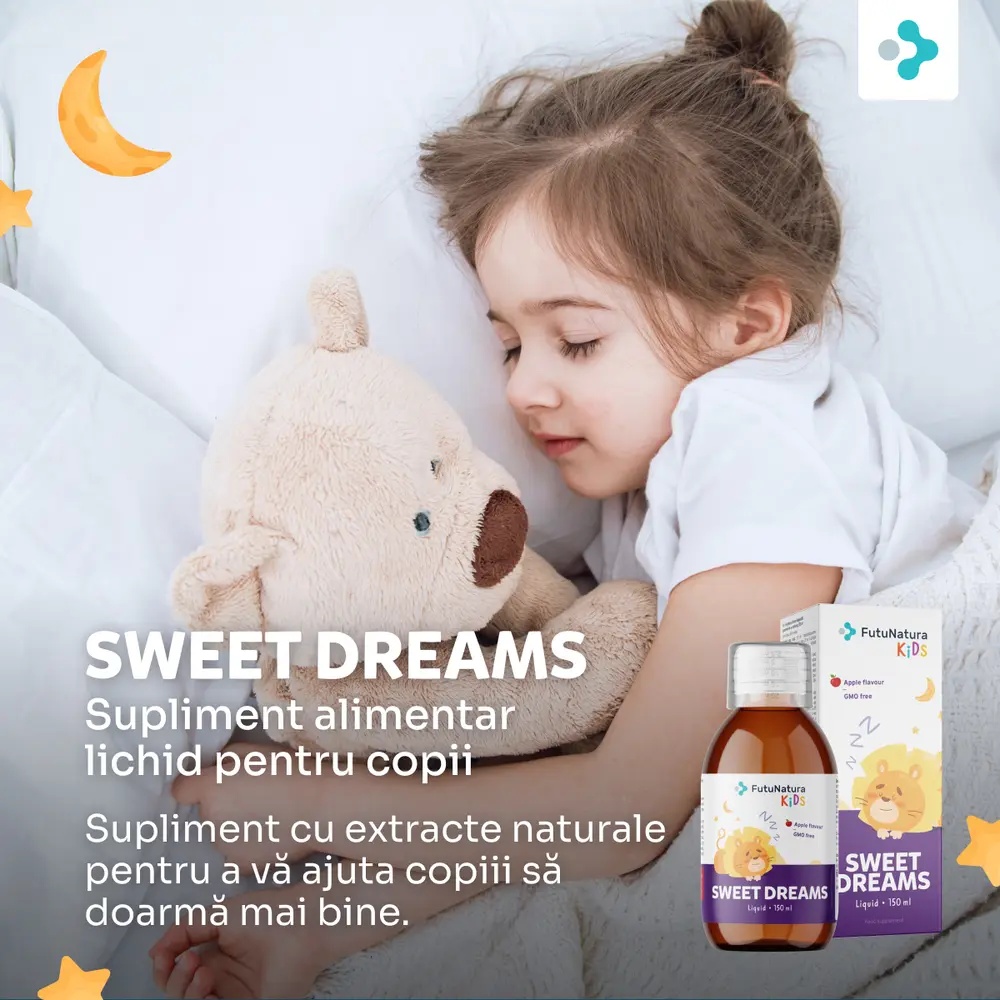 Reducere 15% - FutuNatura Kids, Sweet Dreams - supliment alimentar lichid pentru copii, 150 ml 2 Sweet Dreams - supliment alimentar lichid pentru copii