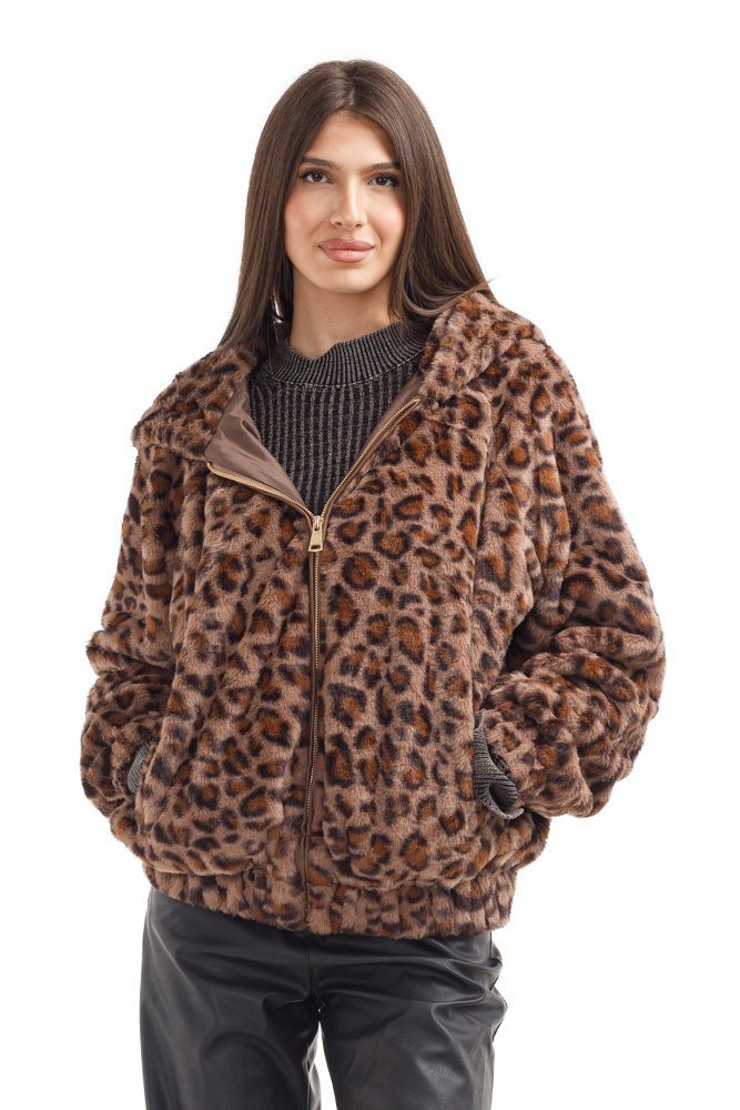 Reducere 15% - Geaca din blanita artificiala animal print 1 Geaca din blanita artificiala animal print