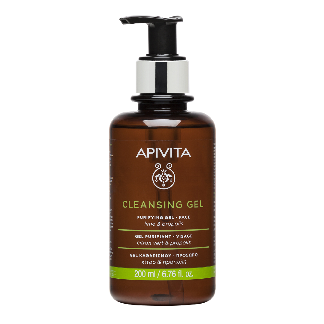 Reducere 22% - Gel de curatare ten gras mixt cu lime si propolis, 200 ml, Apivita 1 Gel de curatare ten gras mixt cu lime si propolis