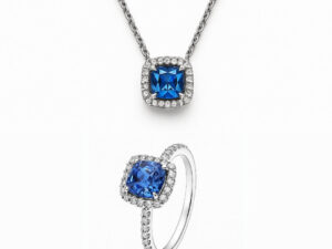 Set bijuterii Inel si Colier Blue Cu Argint