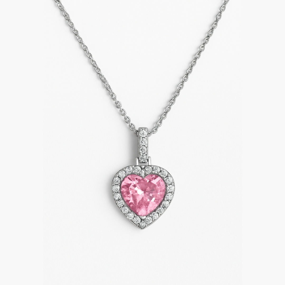 Reducere 30% - Colier Big Heart Pink Cu Argint 1 Colier Big Heart Pink Cu Argint
