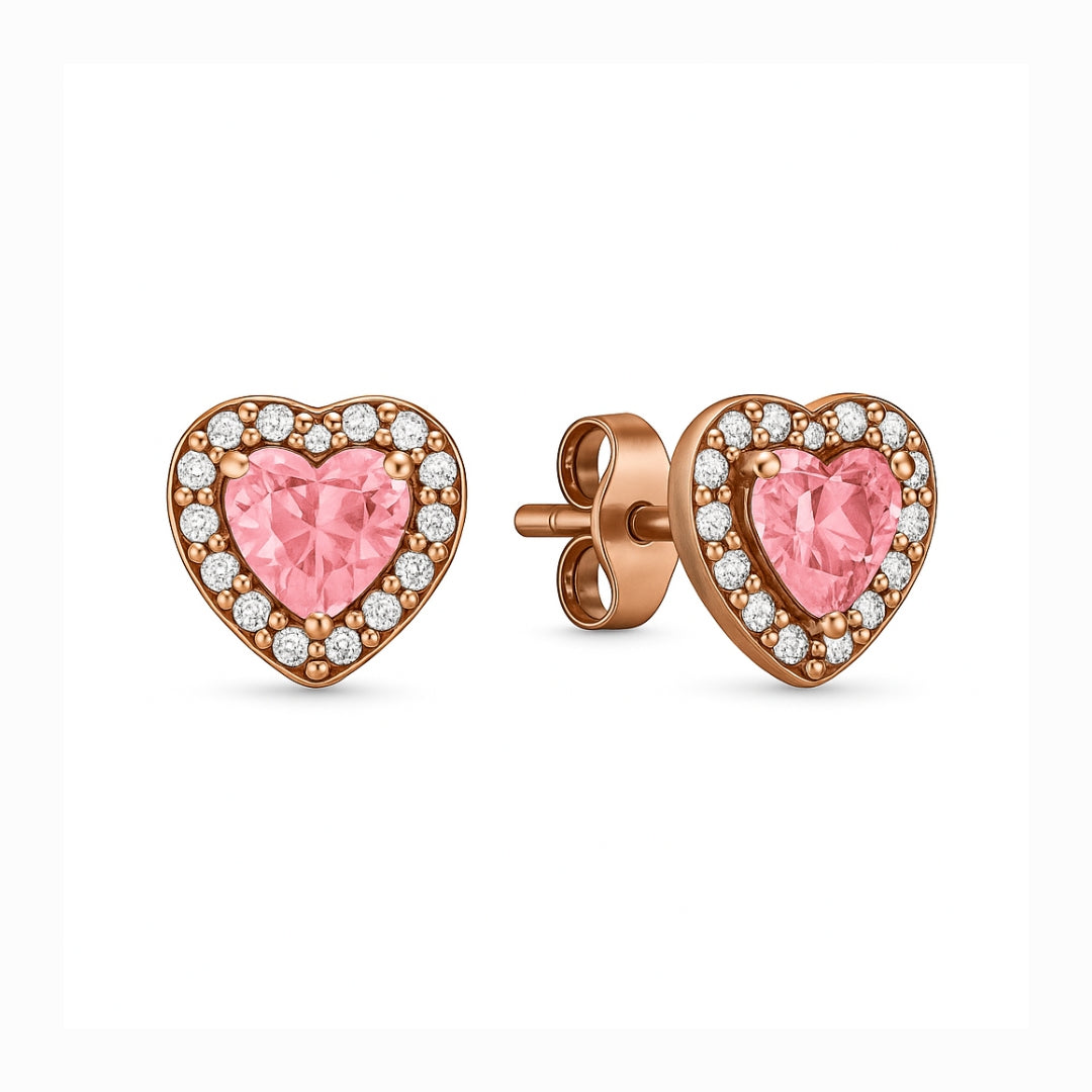Reducere 30% – Cercei Pink Heart Rose Cu Argint 1 Cercei Pink Heart Rose Cu Argint