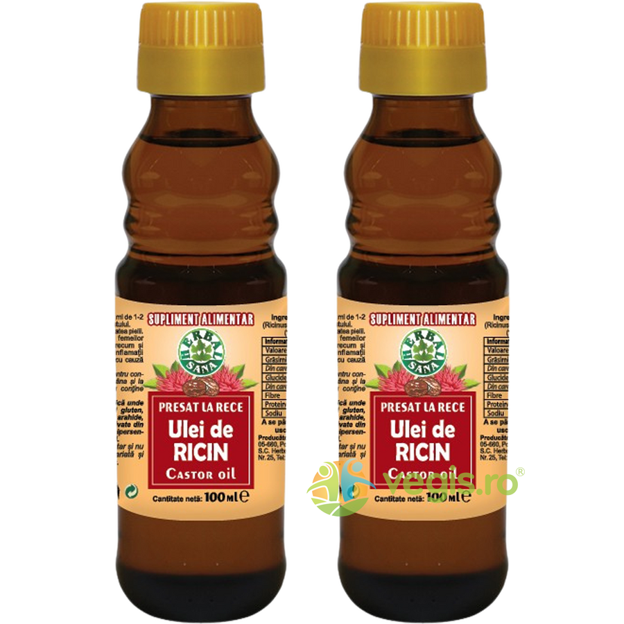 Reducere 2% - Pachet Ulei de Ricin Presat la Rece 100ml+100ml 1 Pachet Ulei de Ricin Presat la Rece 100ml+100ml