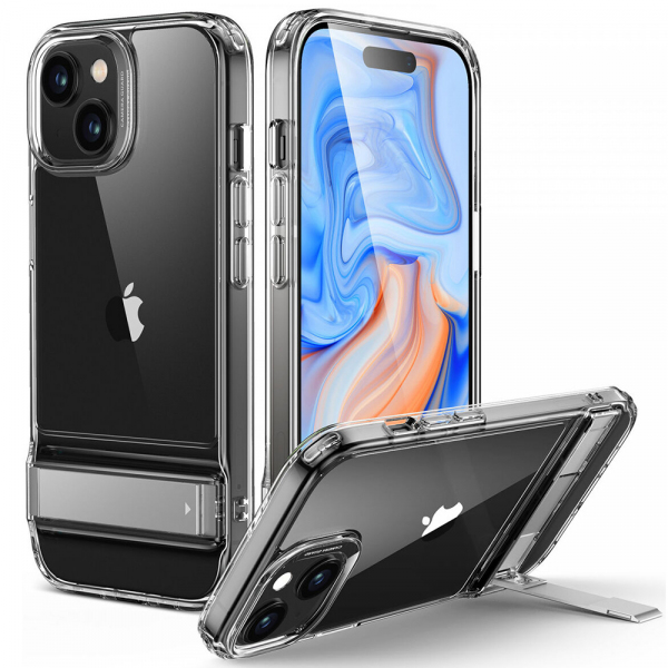 Reducere 36% - Husa pentru Apple iPhone 15 Plus, ESR, Air Shield Boost Kickstand, Transparenta 1 Husa pentru Apple iPhone 15 Plus