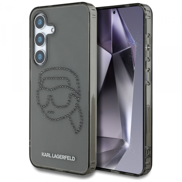 Reducere 32% - Husa pentru Samsung Galaxy S25 S931, Karl Lagerfeld, IML Rhinestones Karl's Head, Neagra 1 Husa pentru Samsung Galaxy S25 S931