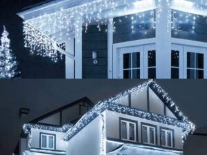 Instalatie 20 metri ALB RECE 500 LED tip turturi franjuri