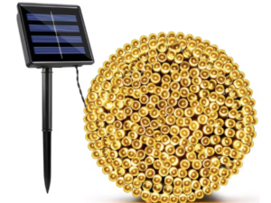 Instalatie solara decorativa lungime 30 metri cu 300 LED ALB CALD