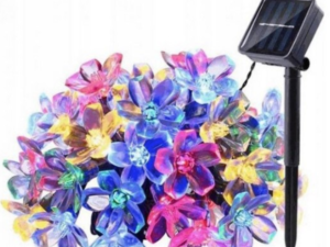 Instalatie solara flori de cires RGB cu 50 led-uri multicolor