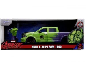 Jada Marvel Set Figurina Hulk Si Masinuta Metalica Ram 1500 2014 Scara 1:24