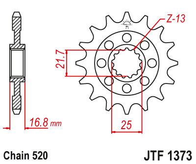 Reducere 10% - JT - Pinion (fata) JTF1373, 17 dinti - NC750S NC750X 14- 1 JT - Pinion (fata) JTF1373
