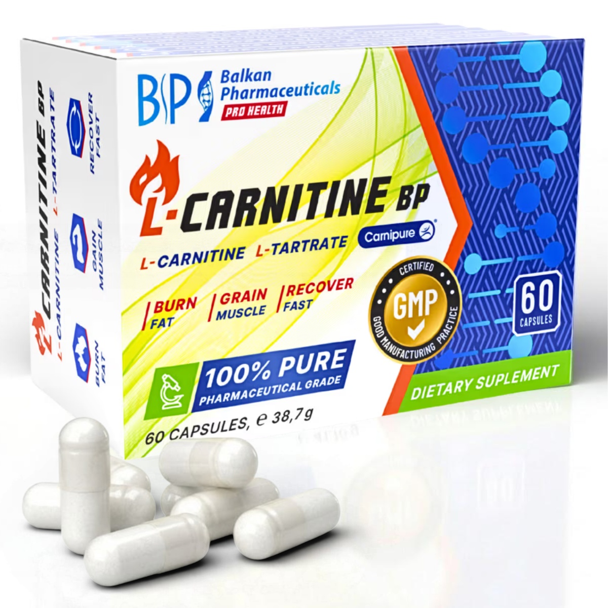 Reducere 15% - L-Carnitine BP, 500mg, 60 capsule, Balkan Pharmaceuticals 2 500mg