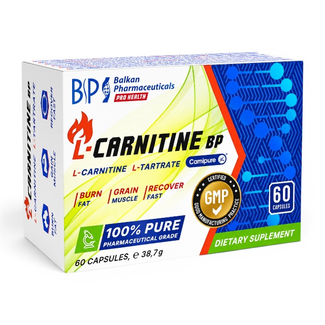 Reducere 15% - L-Carnitine BP, 500mg, 60 capsule, Balkan Pharmaceuticals 1 L-Carnitine BP