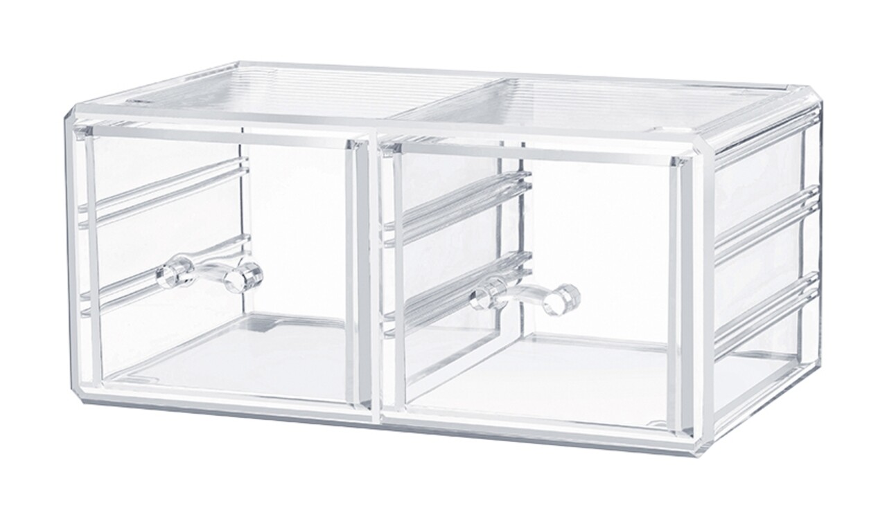 Reducere 64% - Organizator pentru bijuterii Stakable, Compactor, 2 compartimente, transparent 2 Compactor