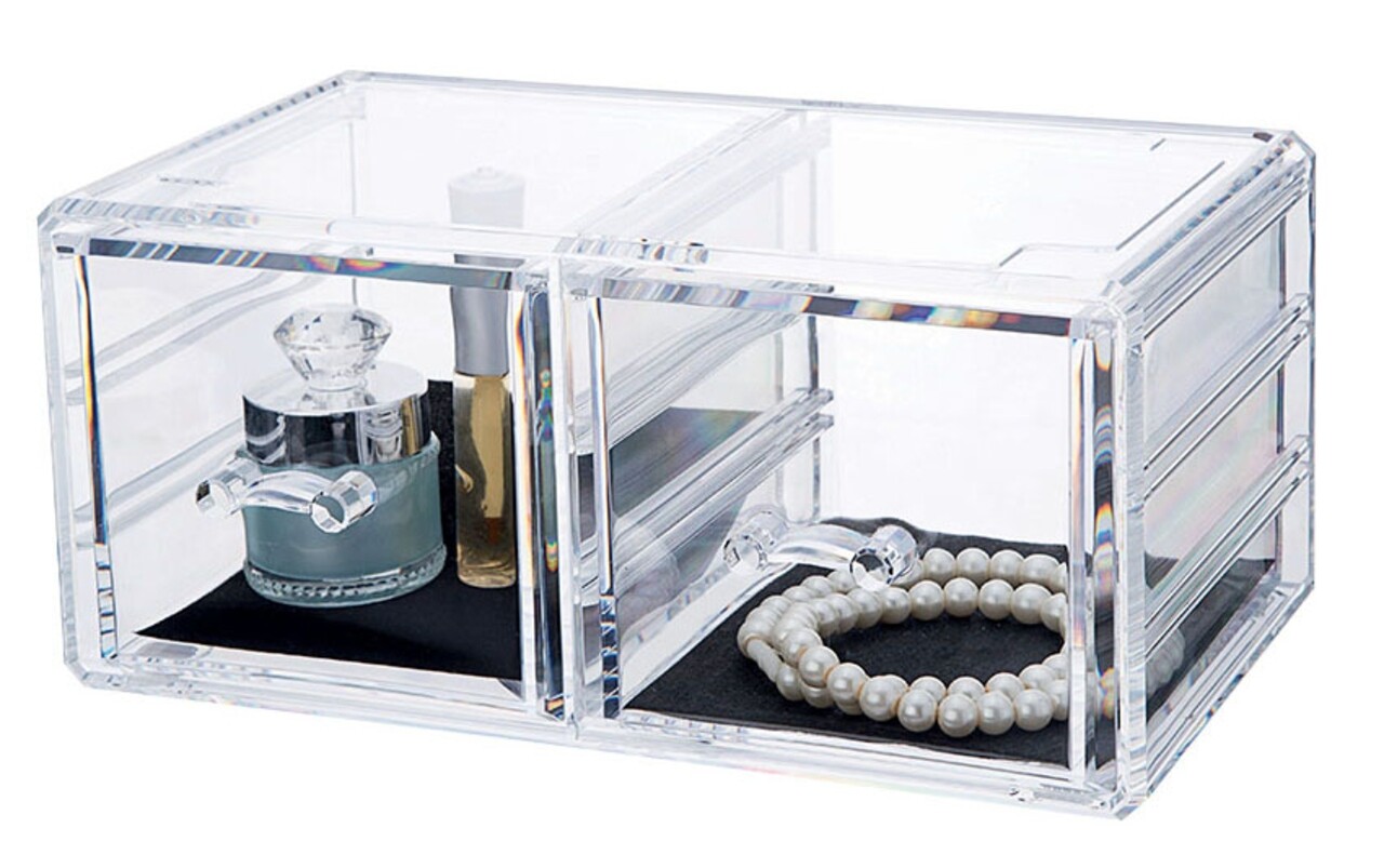 Reducere 64% - Organizator pentru bijuterii Stakable, Compactor, 2 compartimente, transparent 1 Organizator pentru bijuterii Stakable