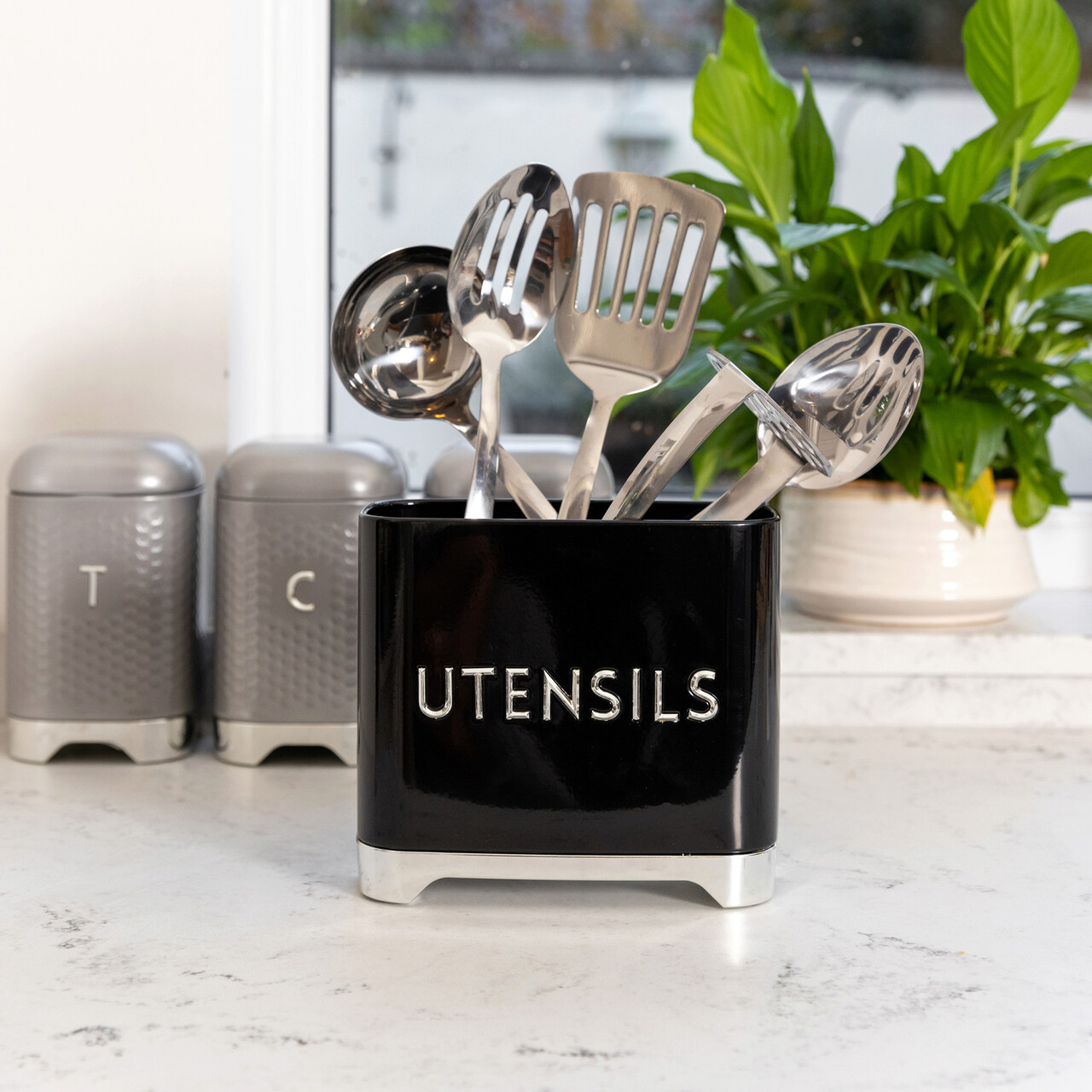 Reducere 66% - Suport pentru ustensile New Vintage, Mercury, 20x10x17.5 cm, metal, negru 1 Suport pentru ustensile New Vintage