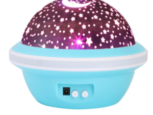 Lampa de veghe rotativa cu proiectie de stele si luna model planeta ALBASTRA