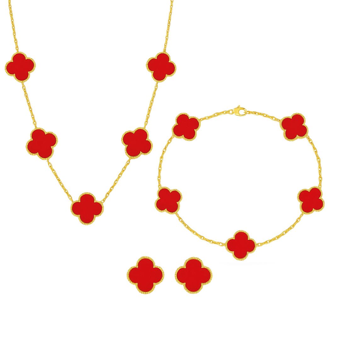 Reducere 24% - Set Bijuterii Colier,Bratara si Cercei Van Luxy Red Gold 1 Set Bijuterii Colier