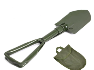 Lopata militara pliabila pentru camping verde cu husa