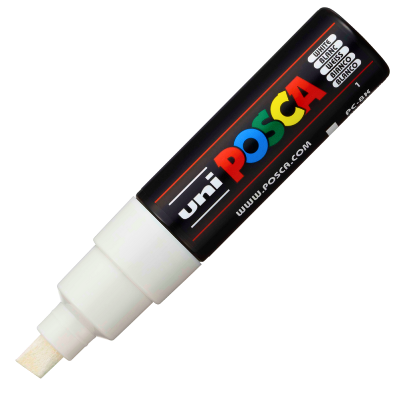 Reducere 27% - Marker UNI PC-8K Posca, 8.0 mm,varf tesit,alb 1 Marker UNI PC-8K Posca