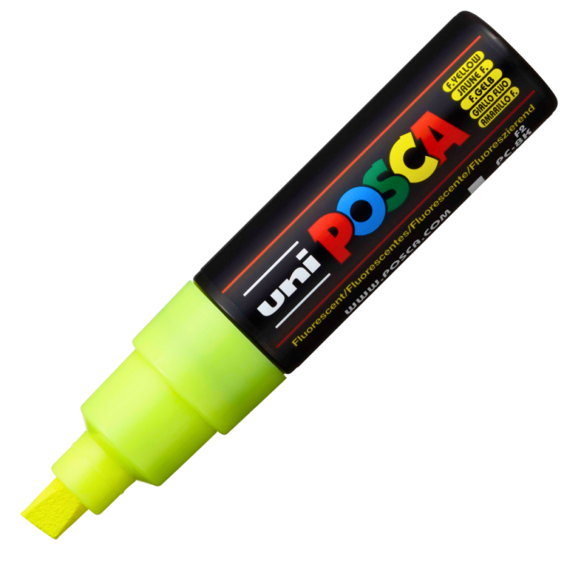 Reducere 27% - Marker UNI PC-8K Posca, 8.0 mm,varf tesit,galben fluorescent 1 Marker UNI PC-8K Posca