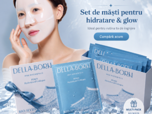 DELLA BORN – Mască Coreeană Bio Hydrogel cu PDRN 1 Box (5 buc) 3-5 ore folosire | Hidratare Intensivă