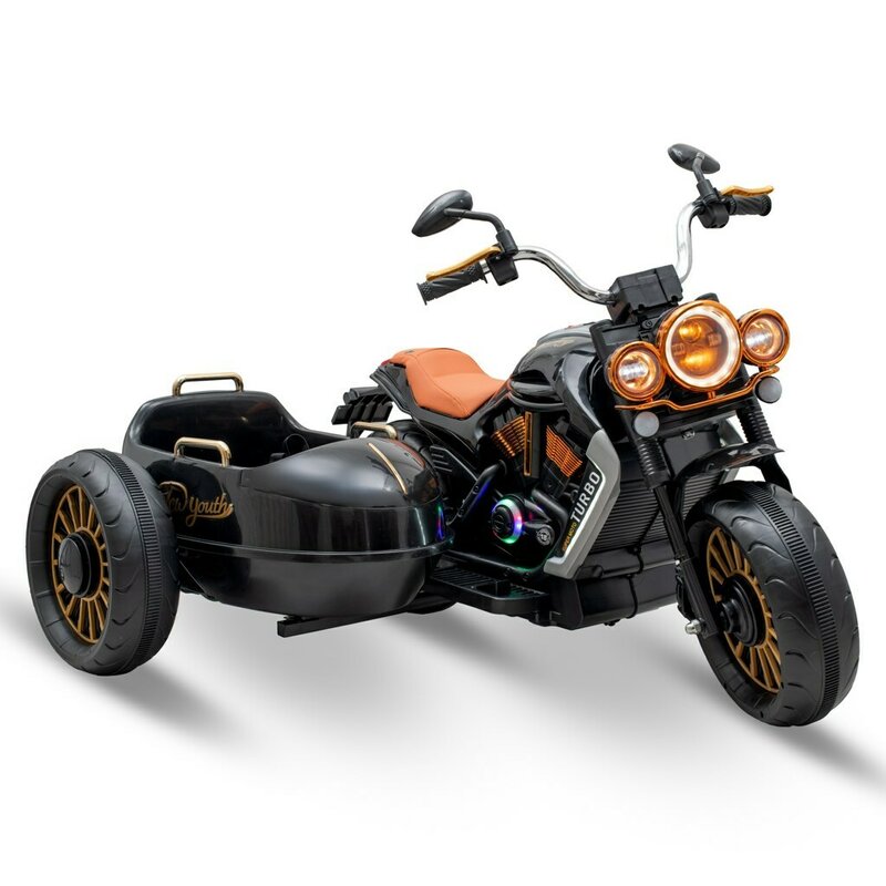 Reducere 43% - Motocicleta copii cu atas si acumulator, Baby Mix, 1 motor, 12V, 7A, 112x88x76 cm, Black 1 Motocicleta copii cu atas si acumulator