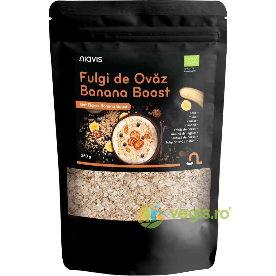 Reducere 30% - Fulgi de Ovaz Banana Boost Ecologici/Bio 250g 1 Fulgi de Ovaz Banana Boost Ecologici/Bio 250g