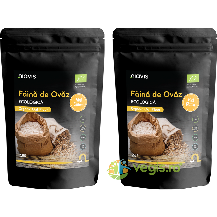 Reducere 22% - Pachet Faina de Ovaz fara Gluten Ecologica/Bio 250g+250g 1 Pachet Faina de Ovaz fara Gluten Ecologica/Bio 250g+250g