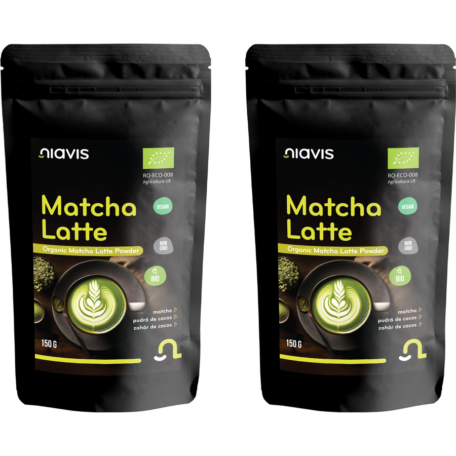 Reducere 22% - Pachet Matcha Latte Pulbere Ecologica/Bio 150g + 150g 1 Pachet Matcha Latte Pulbere Ecologica/Bio 150g + 150g