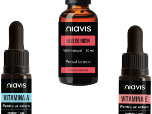 Pachet Ulei de Ricin Presat la Rece 50ml + Vitamina E 10ml + Vitamina A 10ml