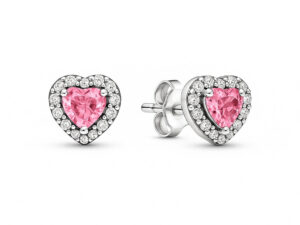 Cercei Pink Heart Silver cu Argint