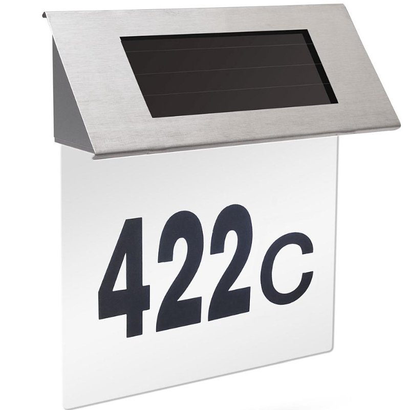 Reducere 53% - Numar casa solar LED fixare perete 20x18 cm 1 Numar casa solar LED fixare perete 20x18 cm