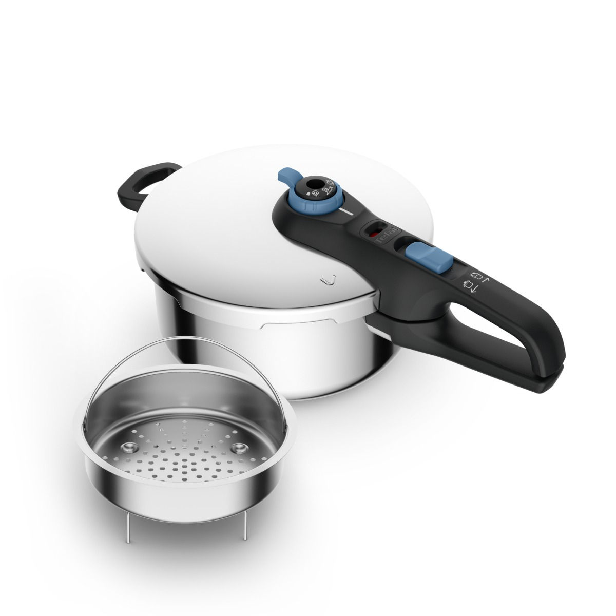 Reducere 20% - Oala sub presiune Tefal Secure Trendy P2580402, 4 L, sistem siguranta in 5 puncte, 2 programe de gatire, compatibil cu inductia, argintiu 1 Oala sub presiune Tefal Secure Trendy P2580402