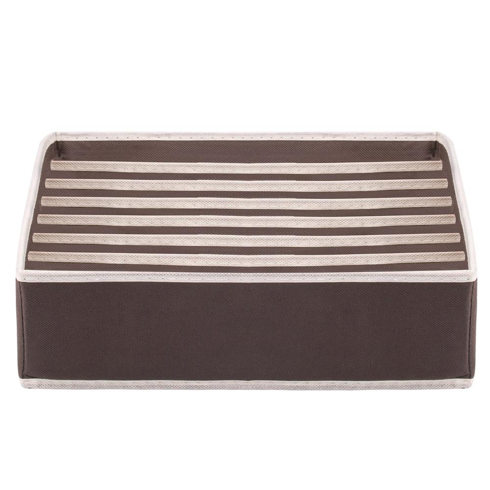 Reducere 21% - Organizator sertar sosete lenjerie textil 7 compartimente pliabil, 33x33x10 cm, compact, maro 1 Organizator sertar sosete lenjerie textil 7 compartimente pliabil