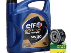 Pachet Revizie Ulei Motor Elf Evolution Full Tech FE 5W-30 5L + Filtru Ulei Mann Filter Nissan Cube Z12 2009  W75 3 + Buson Golire Baie Ulei Fa1