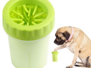 Pahar cu perii  MIC VERDE pentru Curatarea si Dezinfectarea Labutelor Animalelor