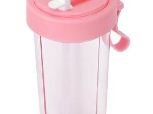 Pahar dublu 600 ml cu 2 paie ROZ