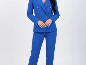 Pantaloni office/casual pana cu buzunare laterale si pense la talie