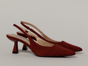 Pantofi bordo eleganti din piele intoarsa ecologica
